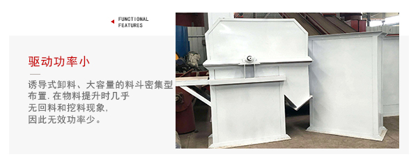 TD型斗式提升機(jī)驅(qū)動力小，無回料等特點(diǎn)展示圖。